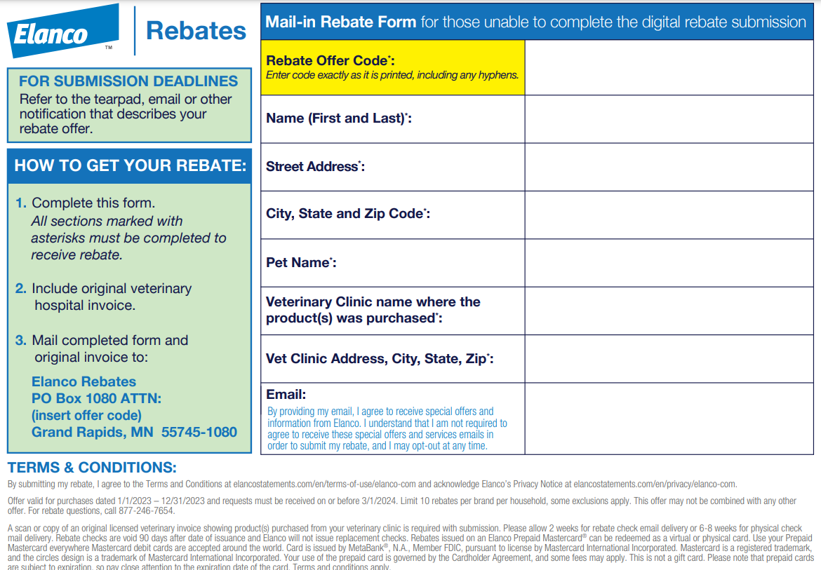 Elanco Rebates Deramaxx