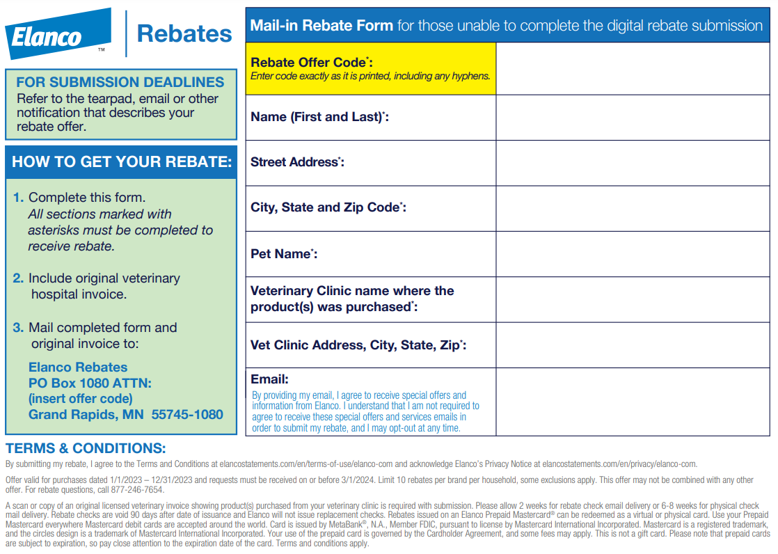 Elanco Rebate Offer Form