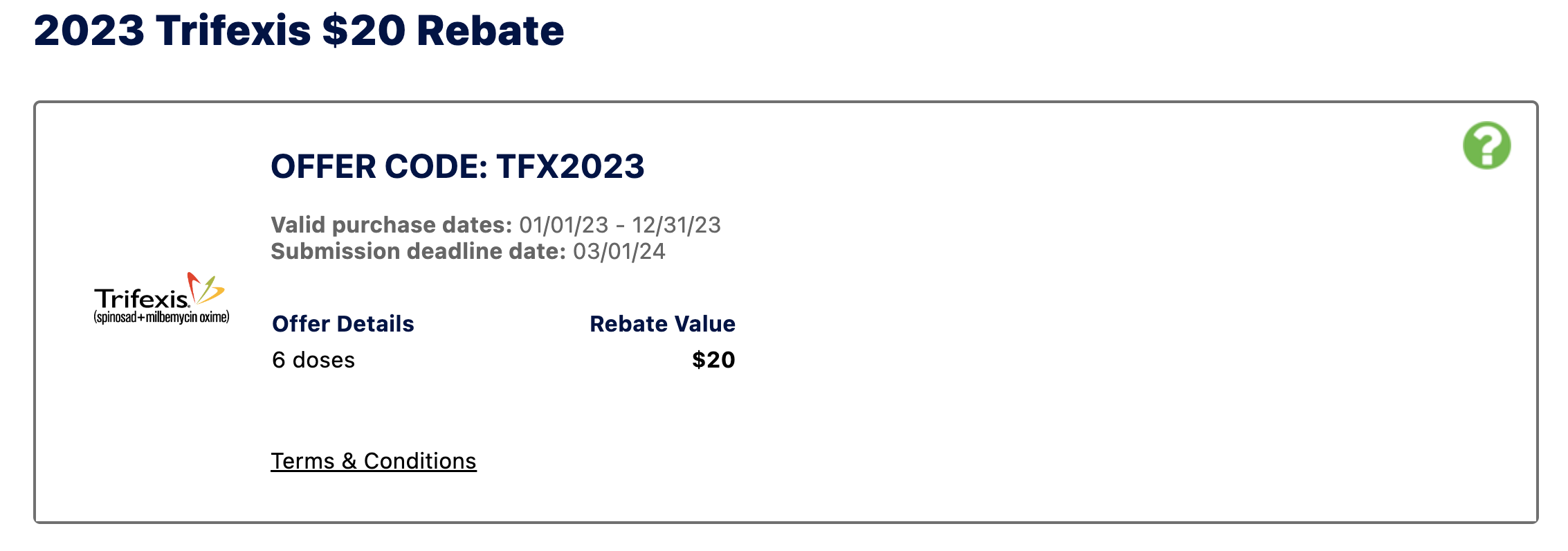 Trifexis Rebate 2023 $20